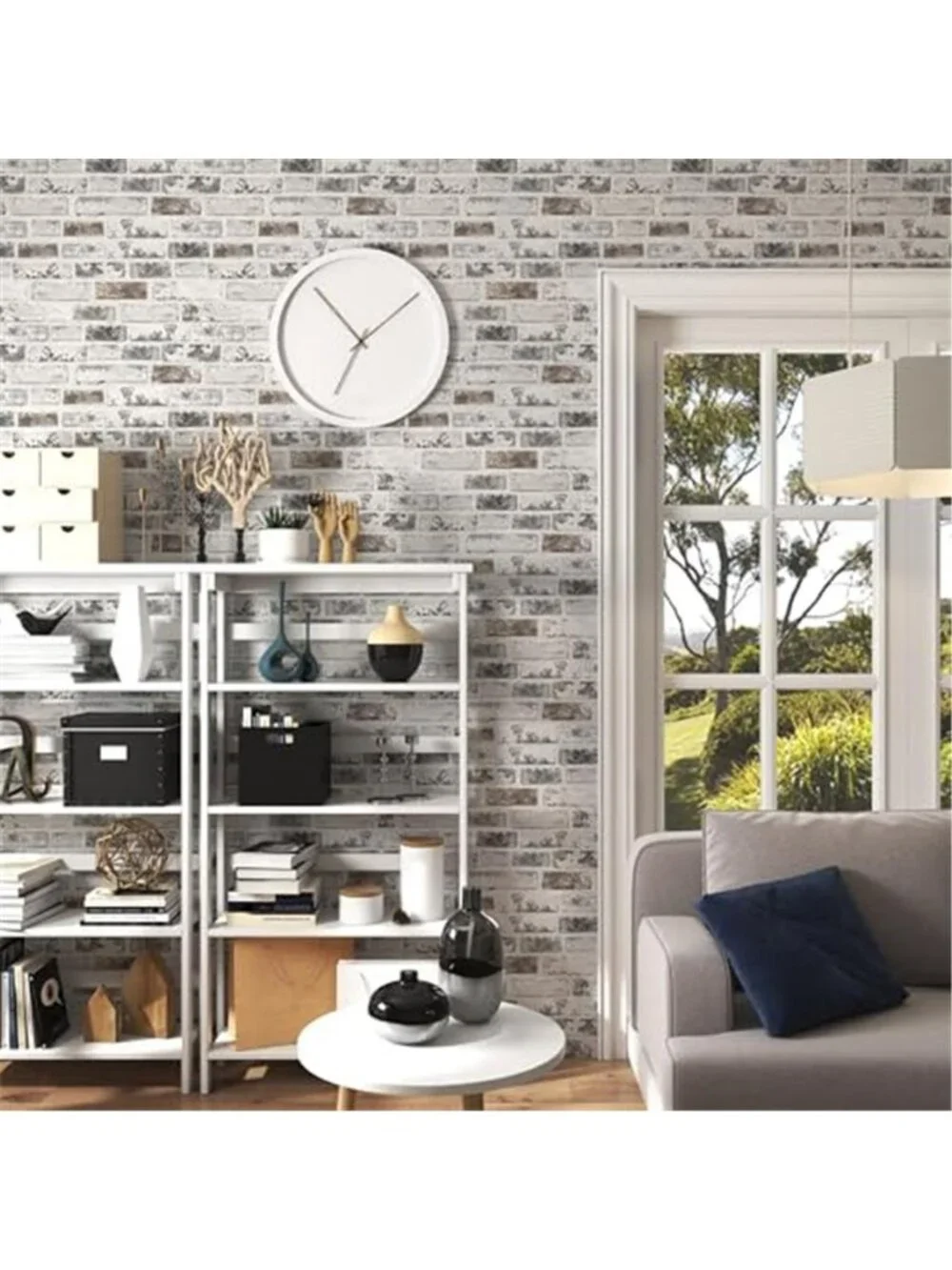 Peel and Stick Brick Wallpaper Grey White 3D Self Adhesive Removable Vinyl